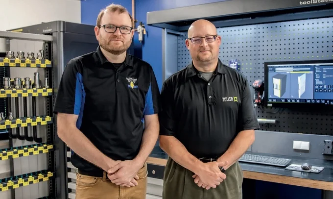 Eagle Manufacturing advisor Christopher Townsend and ZOLLER Inc. Regional Sales Manager John Traxler